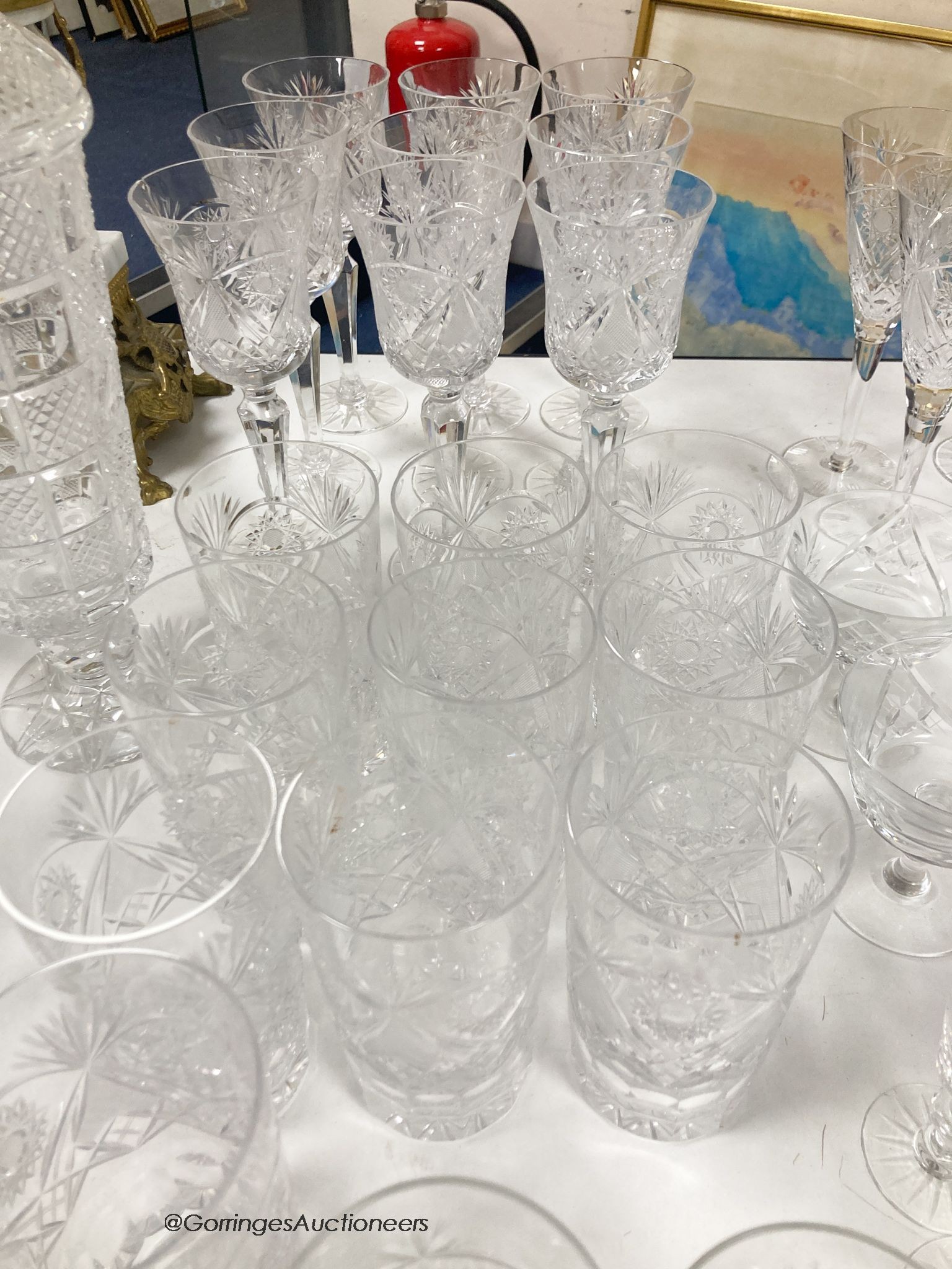 A suite of Hungarian crystal glassware